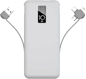 Zore PW-05 Hızlı Şarj Led Göstergeli Micro Lightning Type-C Kablolu Taşınabilir Powerbank 10000mAh Beyaz