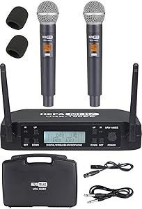 Hepa Merz URX-186EE UHF 2×100 Kanal Çiftli Kablosuz EL Mikrofonu Çift Anten LCD Ekran