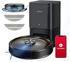 Ultenic T10 Elite Robot Vacuum Cleaner with Mop, Robotic Vacuum Self Emptying for 45 Days Hands-Free, LiDAR Navigation, Compatible with Alexa/Wi-Fi Connected, Ideal for Pet Hair, Hard Floor and Carpet