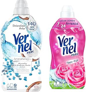 Vernel Max Konsantre Çamaşır Yumuşatıcısı 2 X 1440ml (120 Yıkama) Taze Gül + Hindistan Cevizi
