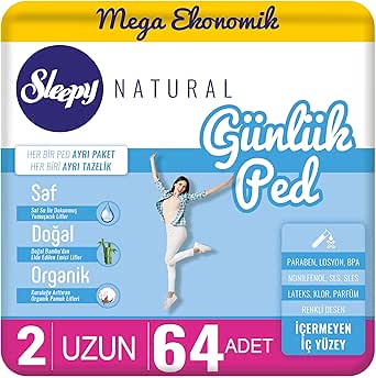 Sleepy Natural Günlük Ped Uzun, 64 Adet