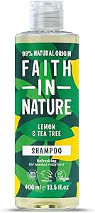FAITH IN NATURE %99 Doğal Ferahlatıcı Şampuan Normal & Yağlanmaya-Kepeğe Meyilli Saçlar İçin ( Limon & Çay Ağacı, 400 ml)