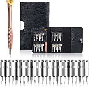 Orret Home 25 Parça Hassas Tornavida Seti, Deri Çantalı, Krom-Vanadyum Çelik, PC/Laptop/Telefon/Gözlük Tamir Seti, Torx/Düz/Yıldız Uçlu