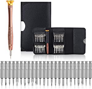 Orret Home 25 Parça Hassas Tornavida Seti, Deri Çantalı, Krom-Vanadyum Çelik, PC/Laptop/Telefon/Gözlük Tamir Seti, Torx/Düz/Yıldız Uçlu