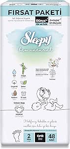 Sleepy Bio Natural Fırsat Paketi Bebek Bezi 2 Numara Mini 48 Adet Cırtlı Bez