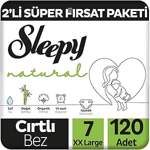 Sleepy Natural 2’li Fırsat Paketi Bebek Bezi 7 Numara Xxlarge 120 Adet