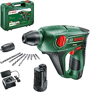 Bosch Home And Garden Uneo Akülü Kırıcı/Deliçi Uneo, Yuvarlak Şaft Adaptörü Ile, Yeşil