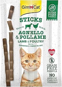 Gimcat Sticks Kuzu Etli Tavuklu Tahılsız Ödül Çubukları (4 x 5 Gr)
