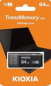 KIOXIA TransMemory U301 64GB USB Bellek – USB 3.2 Gen 1, Siyah