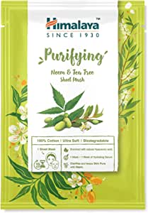 Himalaya Arındırıcı Kağıt Maske, Neem, Çay Ağacı, Hyaluronic Acid,%100 Pamuk, Geri Dönüştürülebilir, Tüm Ciltler, 30 gr