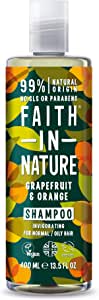FAITH IN NATURE %99 Doğal Tazeleyici Şampuan Normal & Yağlanmaya – Kepeğe Meyilli Saçlar İçin (Greyfurt & Portakal, 400 ml)
