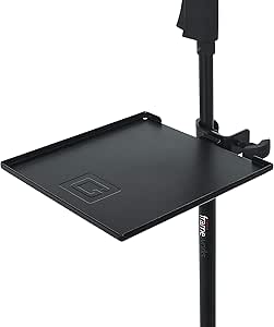 Gator Frameworks mikrofon standı, Clamp-On Utility Shelf 9 inç x 2 inç yüzey 10 pound taşıma kapasitesi, (GFW-SHELF0909)
