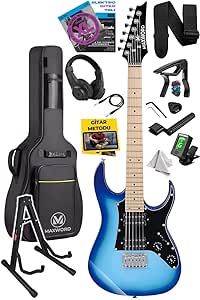 Maxword DE-150BL-ST Maple Klavye HH Manyetik Yüksek Kaliteli Elektro Gitar Seti