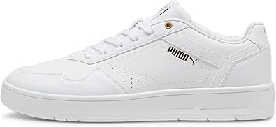 PUMA Erkek/Unisex Court Classic-PUMA White-PUMA Gold Low Boot 39
