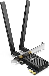 TP-Link Archer TX55E, AX3000 Mbps, İki Anten, Özel Soğutucu, 1024-QAM, Ultra Düşük Gecikme, Intel Wi-Fi 6 Yonga Seti, Windows 10/11’i Destekler, İkisi Bir Arada Wi-Fi 6&Bluetooth 5.2 PCIe Ağ Kartı