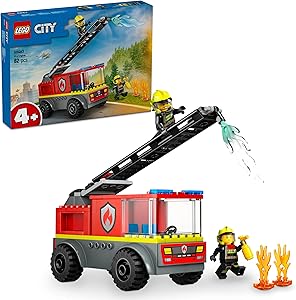 LEGO City Merdivenli İtfaiye Kamyonu 60463-4 Yaş ve Üzeri Çocuklar için Yaratıcı Oyuncak Yapım Seti, Doğum Günü Hediyesi (82 Parça)