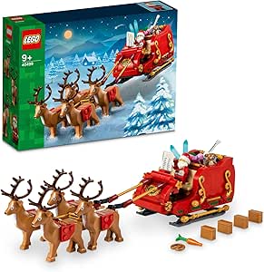 LEGO Iconic Noel Babanın Kızağı, Çocuklar için Minifigür ve Ren Geyiği Figürleri İçeren Yeni Yıl Hediyesi Oyuncak Yapım Seti, Yılbaşı Süsü 40499