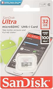 SanDisk Ultra microSDHC 32GB, C10, UHS-1, 100MB/s R, 3×5, 7Y