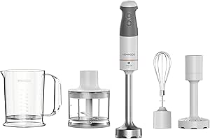 Kenwood Triblade XL El Mikseri Blender Seti HBM40.306WH – Triblade Patentli 3 Açılı Bıçak Sistemi, 0,5 Lt Kapasiteli Doğrayıcı, 1 Lt Karıştırma Kabı, Krema Çırpıcı, Püre ve Ezme Aparatı, 850 Watt