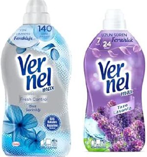 Vernel Max Konsantre Çamaşır Yumuşatıcısı 1320 ml (55 Yıkama) Buz Serinliği ve Vernel max Taze Lavanta Kokulu 60 Yıkama Konsantre Çamaşır Yumuşatıcısı (1 x 1440 mL)