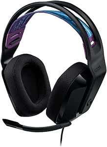 Logitech G G335 Kablolu Kulak Üstü Oyuncu Kulaklığı, 3.5 mm Ses Jakı, Mikrofonlu, Hafızalı Köpük Kulak Yastıkları, Ayarlanabilir Askılı Kafa Bandı, 240 gr, Siyah