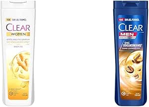 Clear Women Saç Dökülmesine Karşı Zencefil Özü Kepeğe Karşı Etkili Şampuan 350 ml(1) Clear Men Kepeğe Karşı Etkili Şampuan Saç Dökülmesine Karşı Kahve Çekirdeği Özü 350 ml(1)