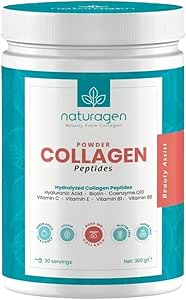 Naturagen Kolajen Tozu – Yeşil Elma Aromalı 300 gr | Collagen Powder (tip 1,tip 3 8.000 Mg Collagen, Hyaluronik Asit, Vitamin C, Coenzyme Q10) | Helal Kolajen Tip 1 3 | 1 Aylık Kullanım