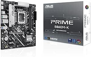 ASUS PRIME B860M-K Intel mATX anakart, 6+1+1+1 Ayrık MOS, DDR5, PCIe 4.0, 2xM.2 yuvaları, Realtek 2.5Gb Ethernet, DisplayPort, HDMI, USB 10Gbps, ön USB 5Gbps Tip-C