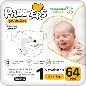 Paddlers Protection Bebek Bezi 1 Numara Yenidoğan 64 Adet (2-5 Kg) Jumbo Paket