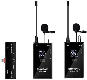 CKMOVA UM100 Kit-6 Ultra Kompakt İphone IOS için 1 Alıcı 2 vericili UHF Kablosuz Yaka Mikrofon Seti
