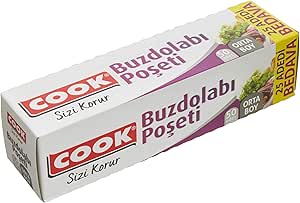 Cook Ekonomik Buzdolabı Poşeti Orta Boy 24 x 38 cm (50 Adet/Kutu içi)