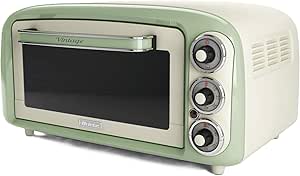 Ariete Vintage Fırın Yeşil 0979/04 – Pizza Fırını, 1380 Watt, 18 Litre Kapasite, 3 Pişirme Fonksiyonu, Paslanmaz Çelik Hazne, 60 Dakika Zamanlayıcı, Çift Cam, 230°C ye Kadar Sıcaklık, Kolay Temizleme