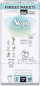 Sleepy Bio Natural Fırsat Paketi Bebek Bezi 2 Numara Mini 48 Adet Cırtlı Bez