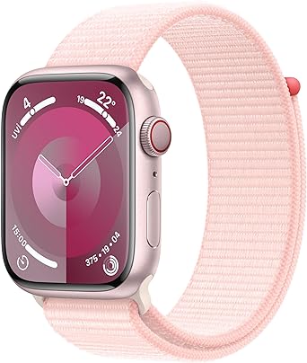 Apple Watch Series 9 GPS + Cellular 45 mm Pembe Akıllı Saat Alüminyum Kasa ve Uçuk Pembe Spor Loop. Fitness Takibi, Kanda Oksijen Alüminyum EKG Uygulamaları, Hep Açık Retina Ekran
