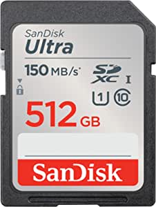 SanDisk Ultra SDXC UHS-I hafıza kartı 512 GB (giriş seviyesi ve orta seviye kompakt kameralar, Full HD videolar, U1, C10, V10, 150 MB/sn’ye kadar okuma hızı, 10 yıl garanti)
