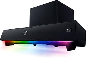 Razer Leviathan V2 – Subwoofer’lı PC Oyun Soundbar’ı (Çok sürücülü PC Soundbar ve Subwoofer, THX Spatial Audio, Bluetooth 5.2, RGB Chroma, Kompakt Form Faktörü) Siyah