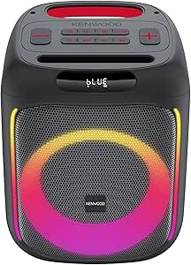 KENWOOD Parti Hoparlörü AS-P200BT – dinamik ışık gösterisi, 10 saat pil ömrü, BLUETOOTH, TWS (Kablosuz Stereo), USB, SD kart, AUX girişi, mikrofon girişi, Siyah