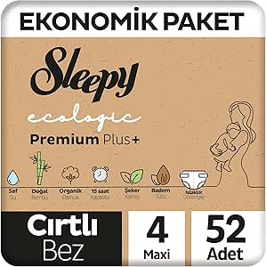 Sleepy Ecologic Premium Plus Bebek Bezi 4 Numara Maxi 52 Adet