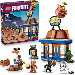 LEGO Fortnite Durrr Burger Restoranı 77076-10 Yaş Üzeri Çocuklar için Bronz Bombacı, Burger Bey, Ruh Emici ve İskelet Minifigürleri İçeren Video Oyunu Temalı Yaratıcı Oyuncak Yapım Seti (546 Parça)