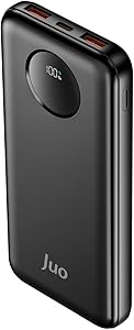 Juo 10000mAh 22.5W Dijital Led Ekranlı Taşınabilir Hızlı Şarj Cihazı Powerbank Siyah