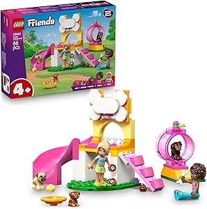 LEGO Friends Yavru Köpek Oyun Parkı 42665-4 Yaş ve Üzeri Kız ve Erkek Çocuklar için 3 Köpek Figürü ile Aliya ve Sara Mini Bebekleri İçeren Yaratıcı Oyuncak Yapım Seti, Hediye Fikri (66 Parça)