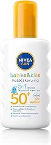 NIVEA SUN SPF50 Çocuklar İçin Hassas Güneş Koruyucu Vücut Spreyi 200ml, UVA Koruması, 5i 1 Arada Bakım
