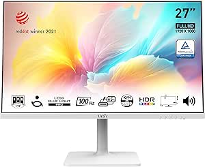 MSI 27″ MODERN MD272XPW Kurumsal Monitör, Flat, FHD, IPS 100HZ 1MS TYPE-C Anti-Glare, Beyaz