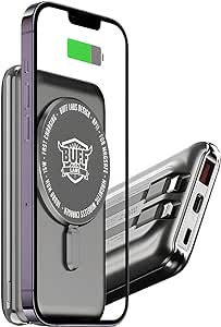 BUFF LABS BP11 10000 mAh Magsafe Uyumlu Dahili Kablolu Taşınabilir Manyetik Powerbank (Gri)