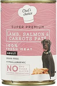 Chef’s Choice Yetişkin Köpekler için, Tahılsız, Hipoalerjenik, Kuzu Etli, Somon Balıklı Ve Havuçlu Ezme, 400 G X 12 Adet