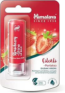 Himalaya Parlatıcı Dudak Kremi, Lip Balm, Çilek, Kayısı Çekirdeği Yağı, Nemlendirici,%100 Doğal Renk, Silikon İçermez, 4,5 gr