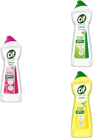 Cif Krem Frezya ve Müge Çiçeği 750 ml x1 + Cif Krem Amonyak 750 ml x1 + Cif Krem Limon 750 ml x1