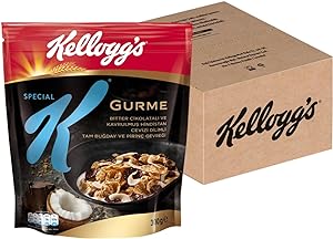 KELLOGG’S Special K Gurme Kavrulmuş Hindistan Cevizi Dilimi ve Bitter Çikolata Parçalı Kahvaltılık Tam Buğday ve Pirinç Gevreği 300 gr x 10 Adet, Tam Tahıllı, Lif Kaynağı