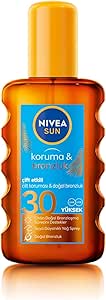 NIVEA Sun SPF30 Koruma & Bronzluk Güneş Yağı Spreyi (200 ml), Doğal Pro-Melanin Özleri ile Doğal Bronzluk, Yüksek Güneş Koruması, Bronzlaştırıcı ve Güneş Koruyucu Güneş Kremi