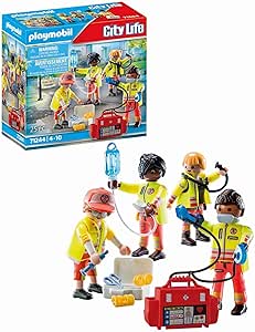 Playmobil 71244 City Life Tıbbi Ekip, Playmobil tıbbi oyuncak, acil servis oyuncak seti, doktor oyuncağı, acil durum ekibi, 4 yaş ve üzeri çocuklar için uygun kurtarma oyuncak, oyun seti